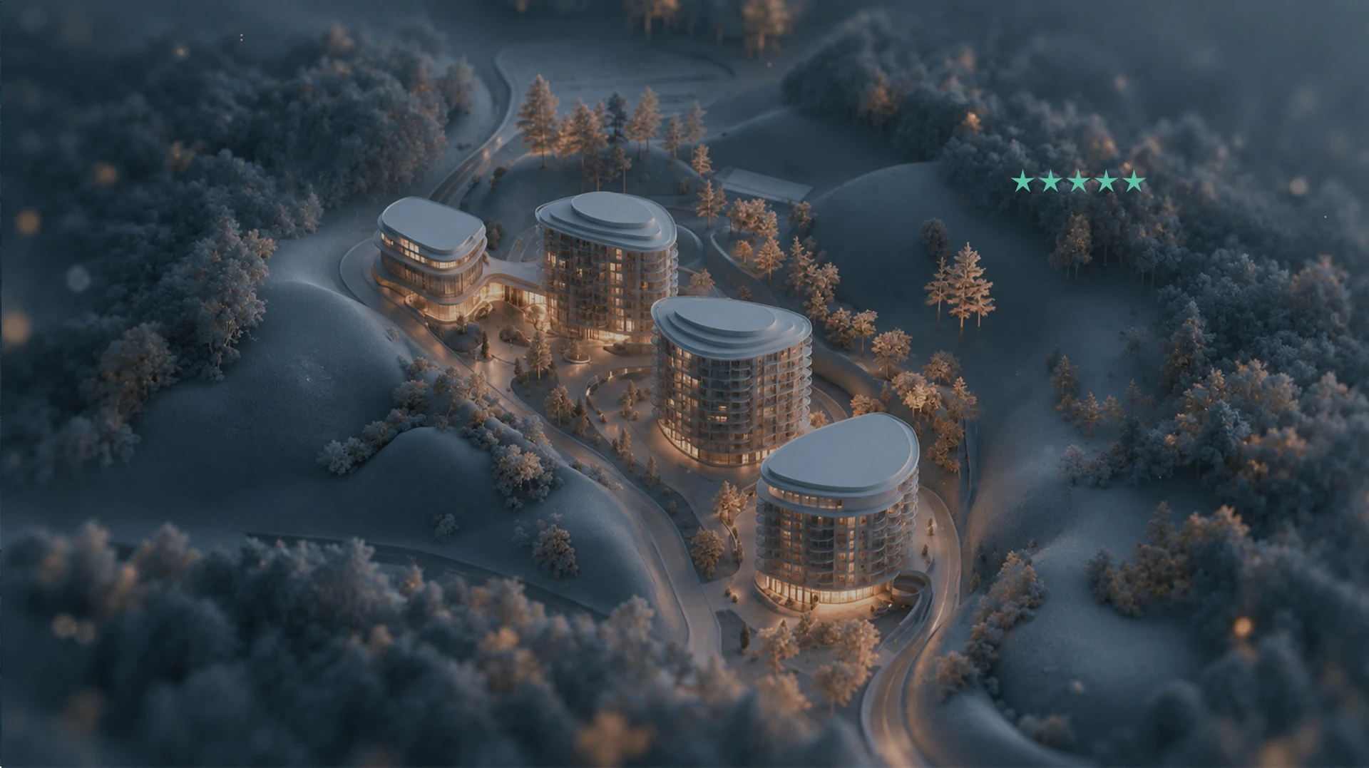 Wyndham Grand Borjomi architectural visualization in a forest landscape